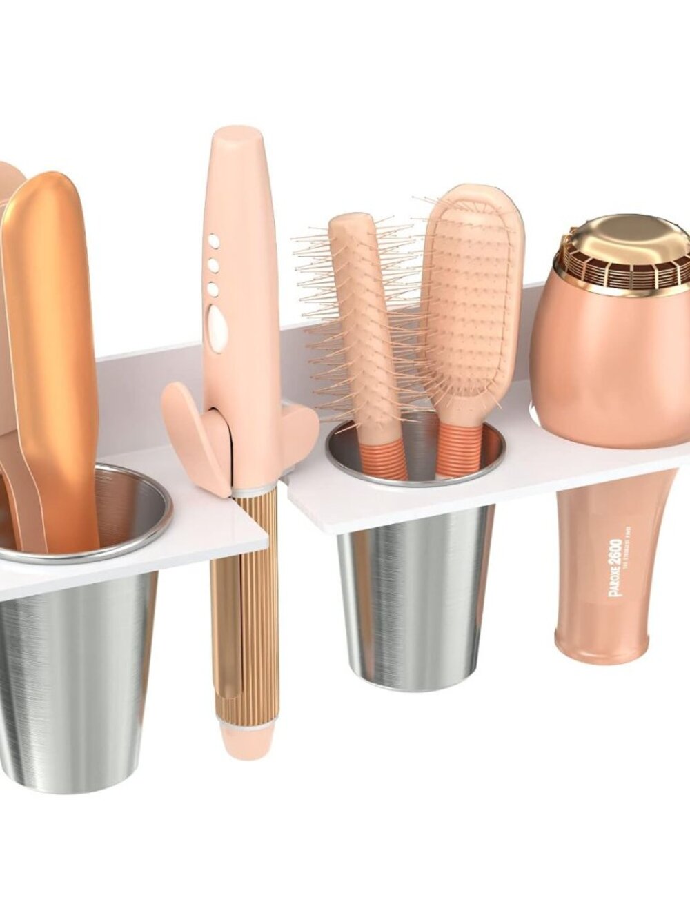 Hair Tool Organizer Wall Mount, White Hot Tool Holder
